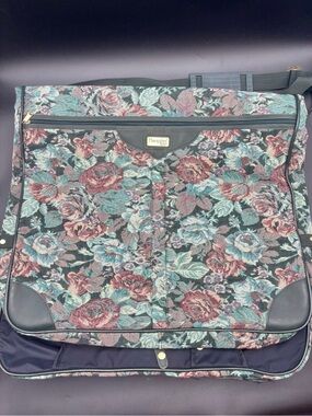 Vintage Hampshire Floral Tapestry Garment Bag Luggage Travel Suit Case 20" x 22"